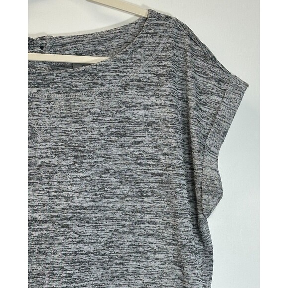 T by Talbots Tunic Top Women’s Sz L Gray Marled Knit 3 Button Back Side Slit Hem - Picture 3 of 12